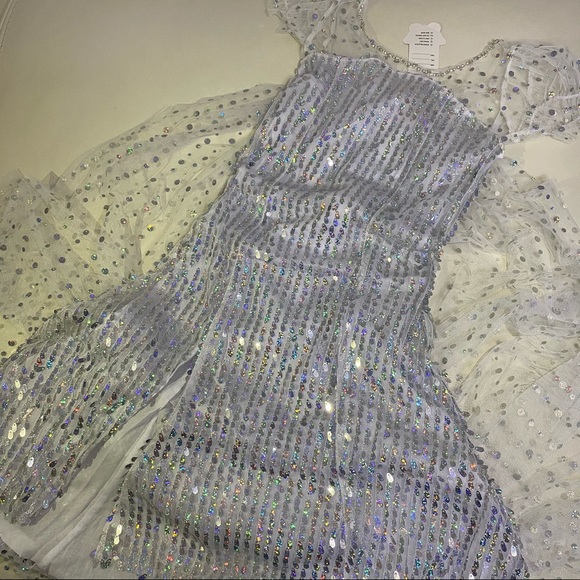 Frozen Elsa Sparkly Costume Dress long cape - Picture 6 of 12